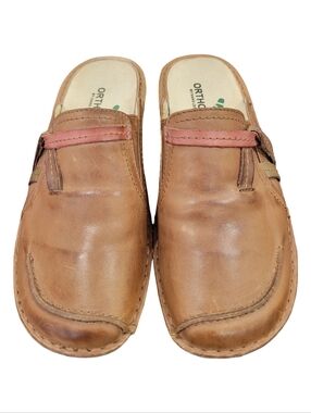 Ortho Solutions by Hans Leibniz Brown Leather Orthopedic Clogs Mules Women’s 38